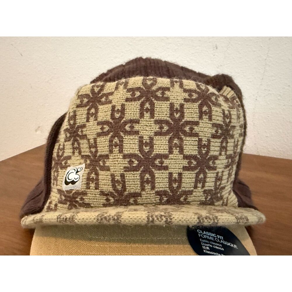 Vintage Y2K Ambiguous Brown Tan Knit Logo Baseball Cap Hat